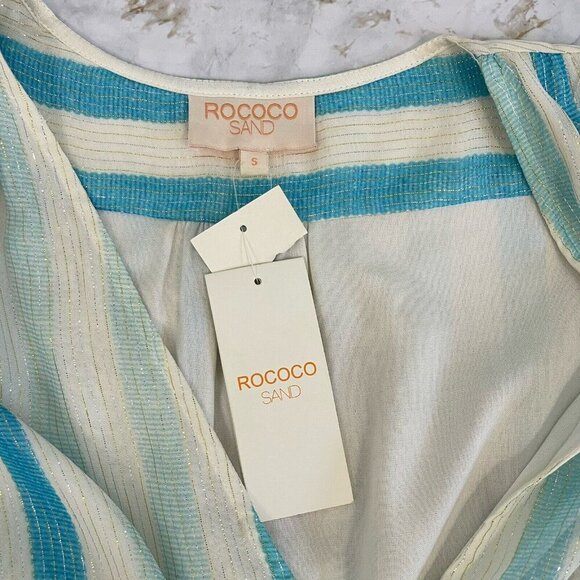 Rococo Sand Lily Drawstring Tassel Tie Floral Mini Dress Bell Sleeves Size Small - Picture 10 of 16